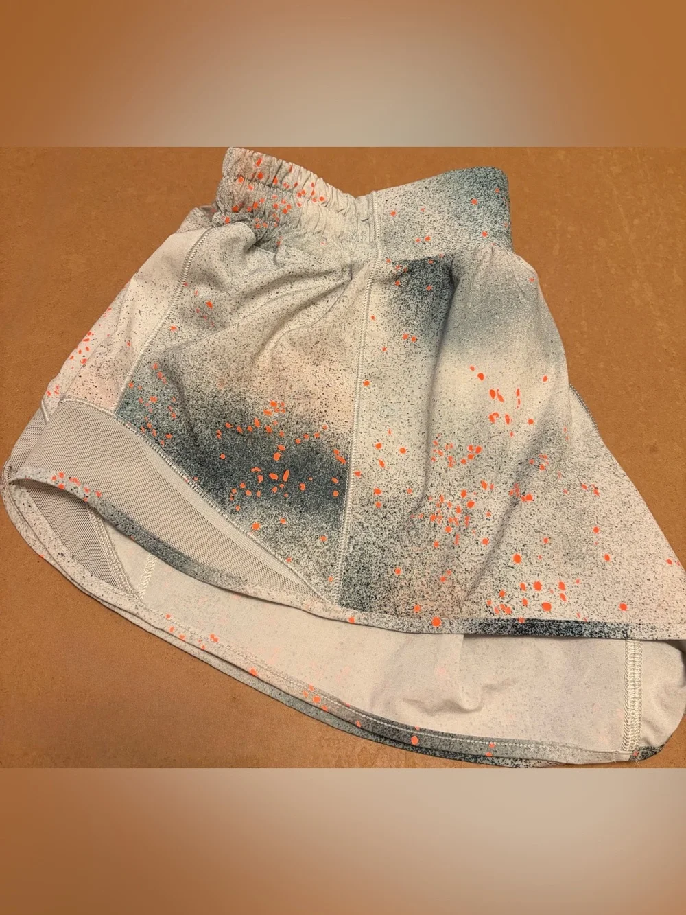 lululemon athletica Light Gray Spray-Print Athletic Shorts with Coral Flecks
